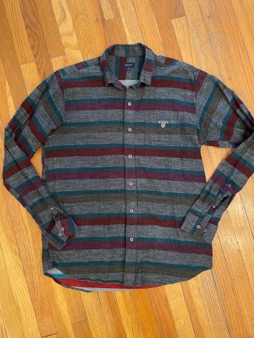 GANT Men’s Striped Button-Down Soft Cotton Long-Sleeve Cottagecore Casual Shirt